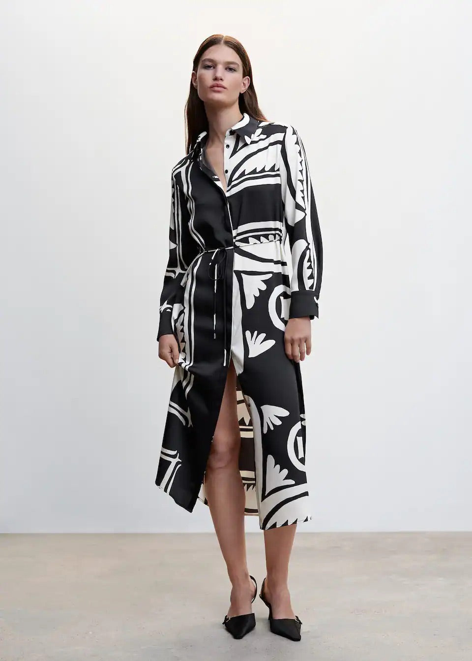 Satin shirt dress