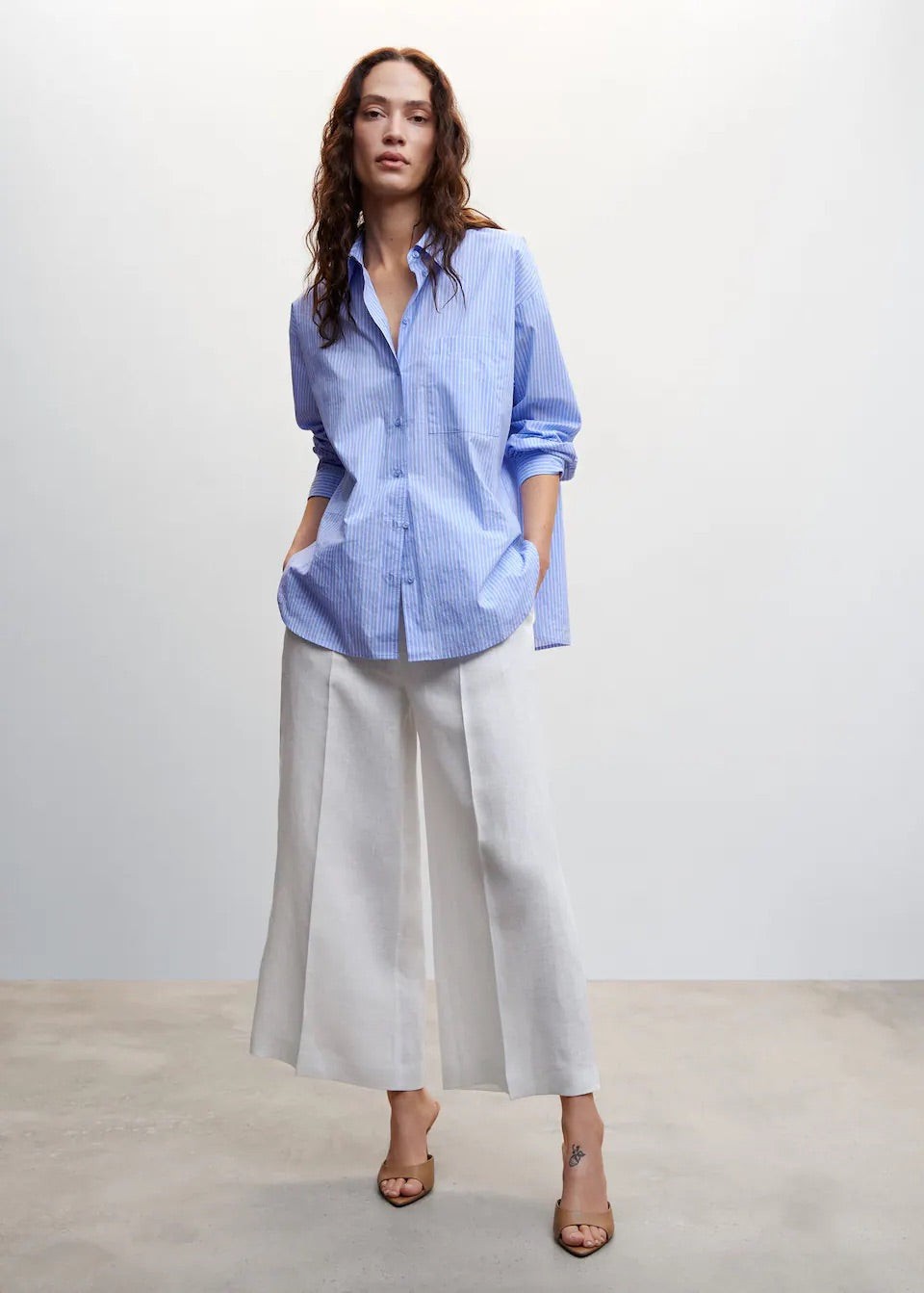 100% linen culotte pants