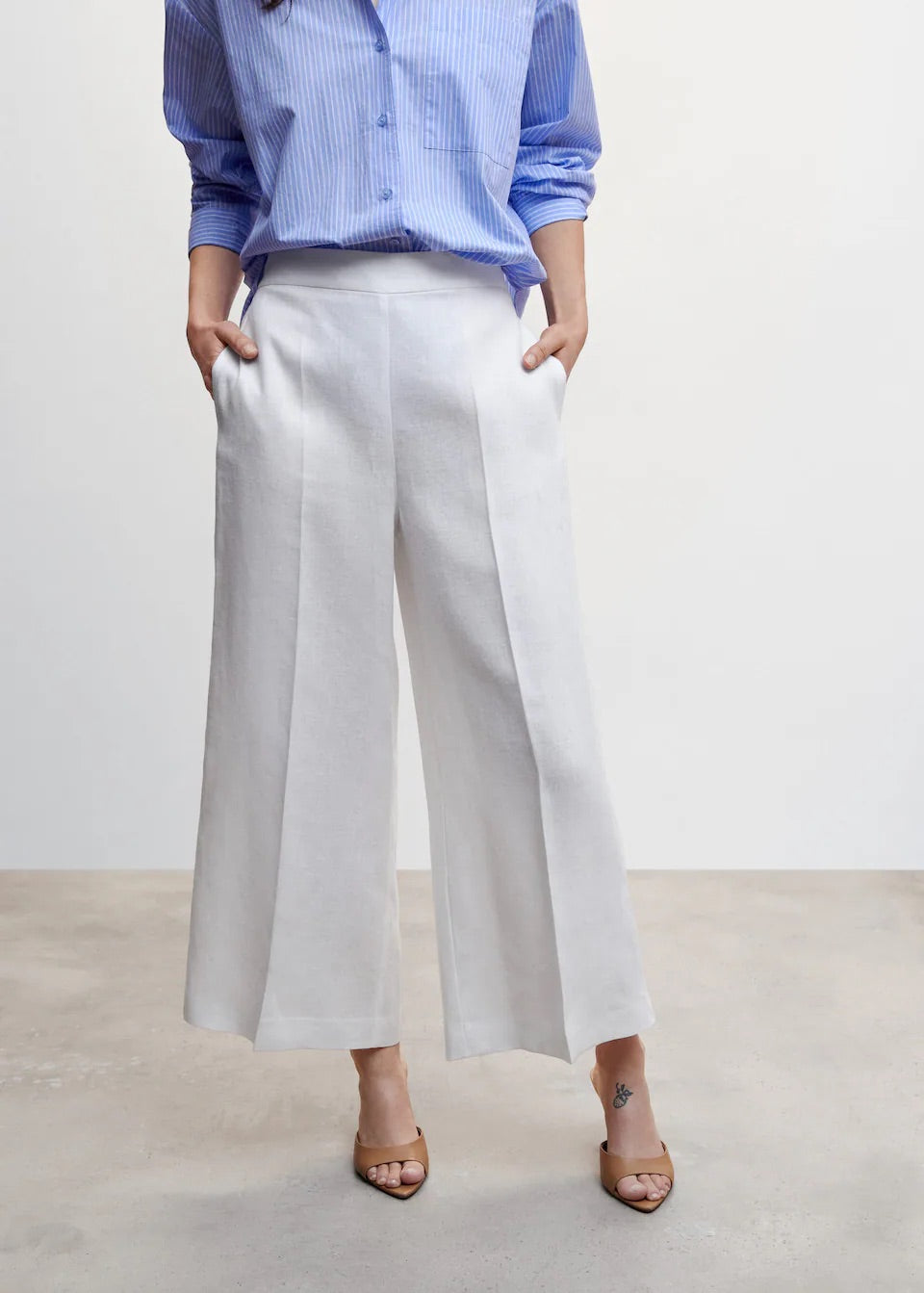100% linen culotte pants