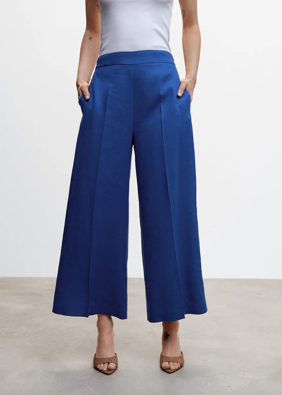 100% linen culotte pants
