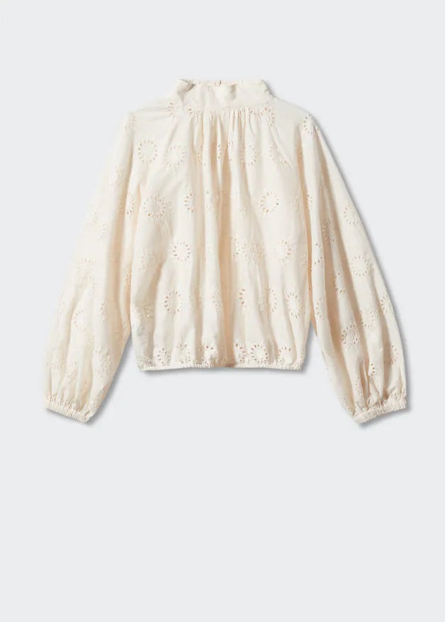 Openwork embroidered blouse