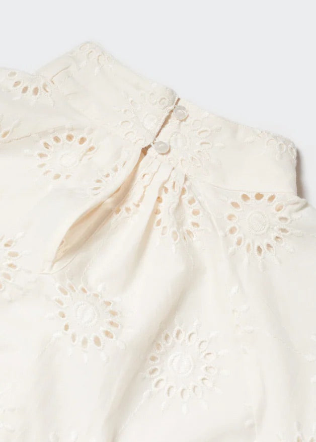Openwork embroidered blouse