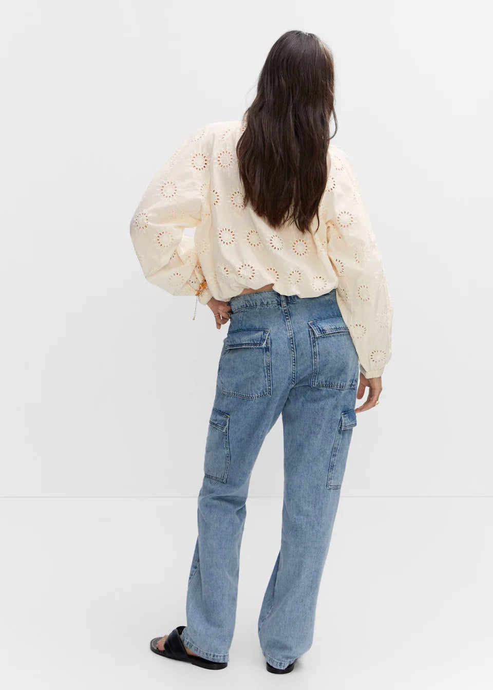 Openwork embroidered blouse