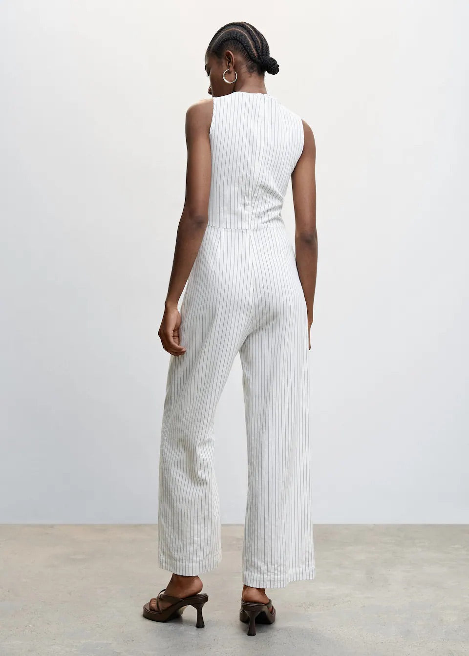 Striped jumpsuit with knot detail