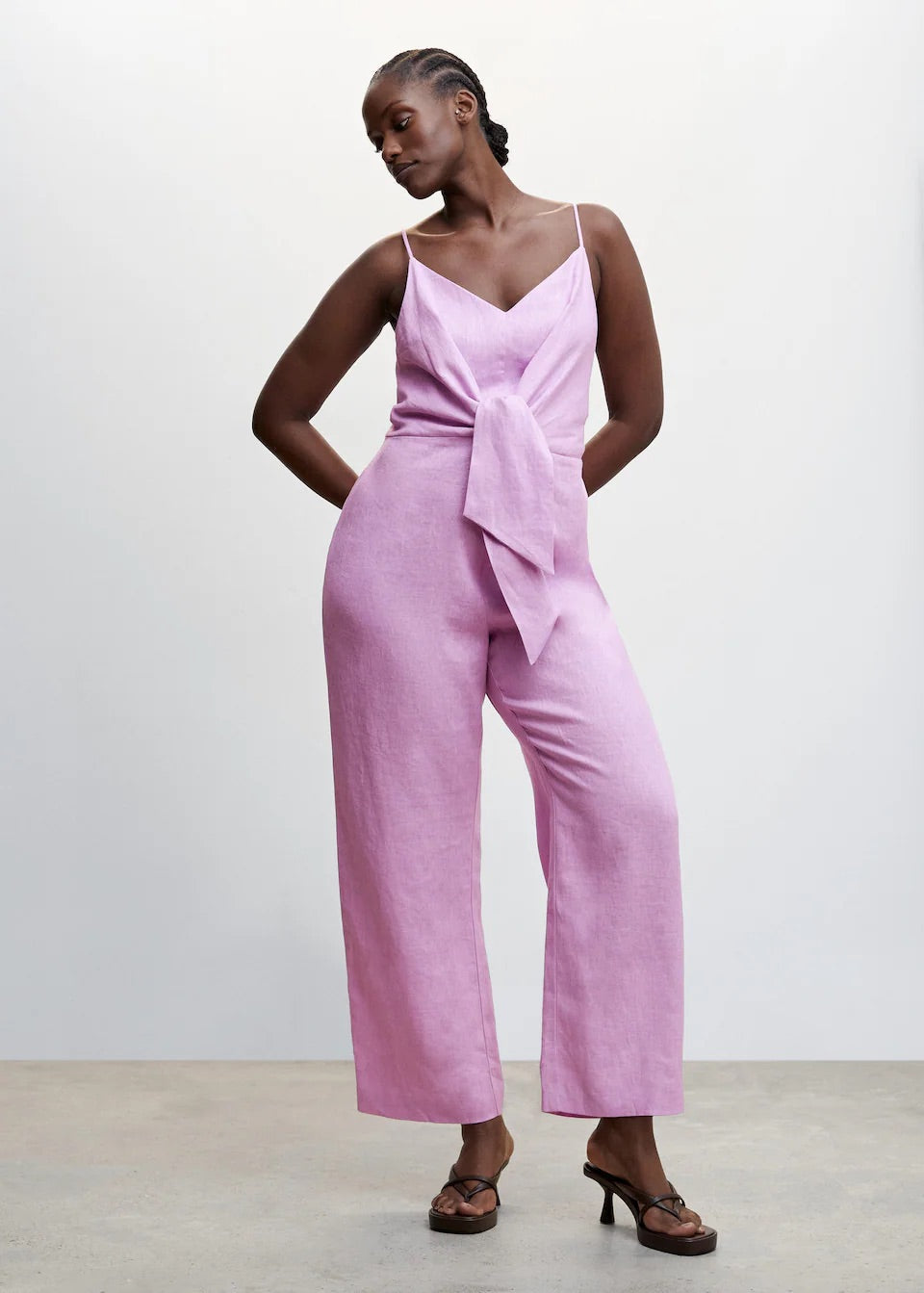 Linen knot jumpsuit