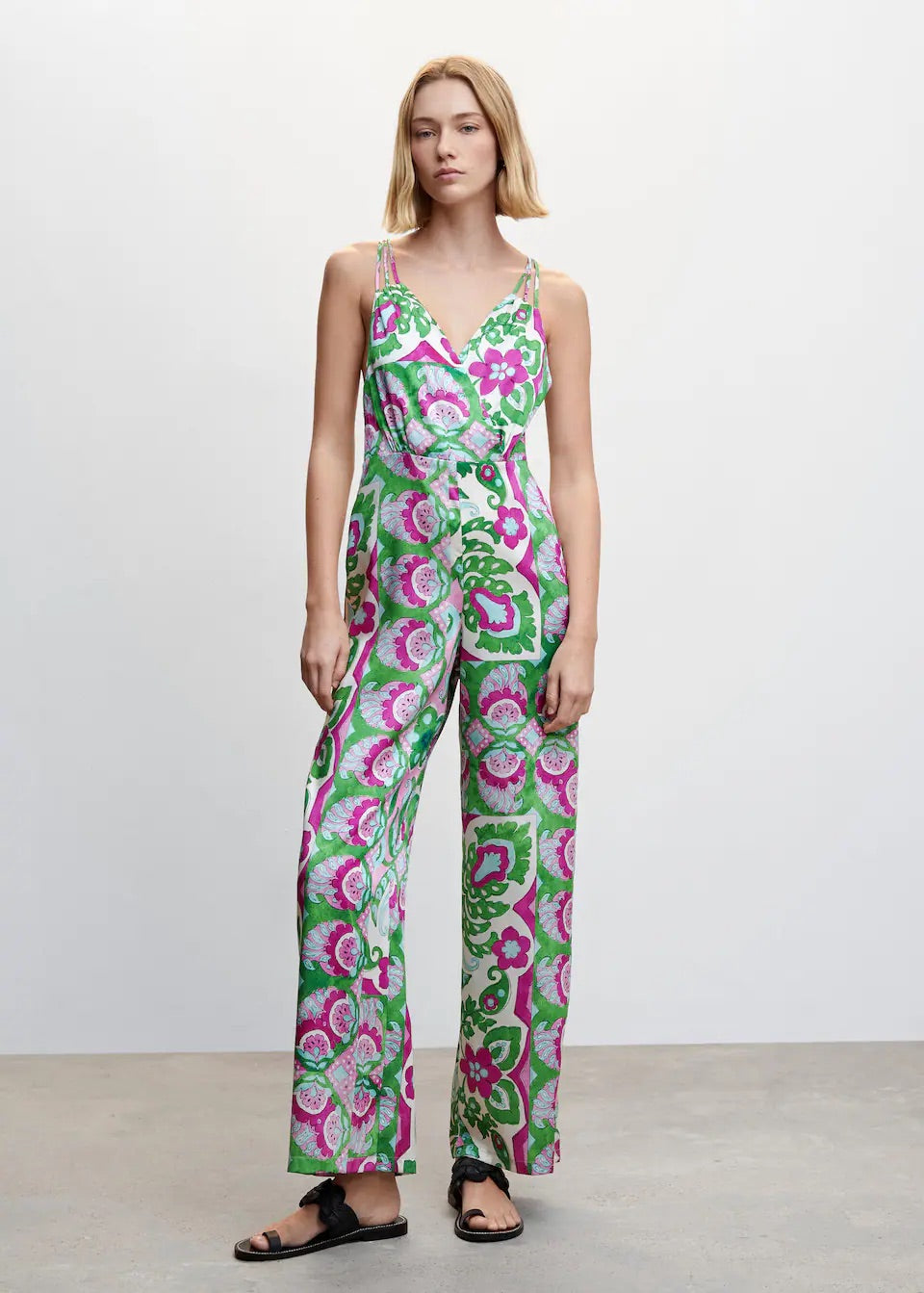 Satin cross-back jumpsuit
