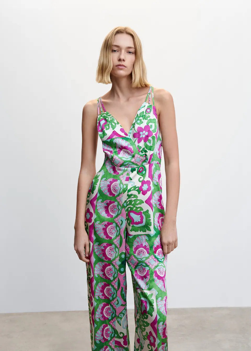 Satin cross-back jumpsuit