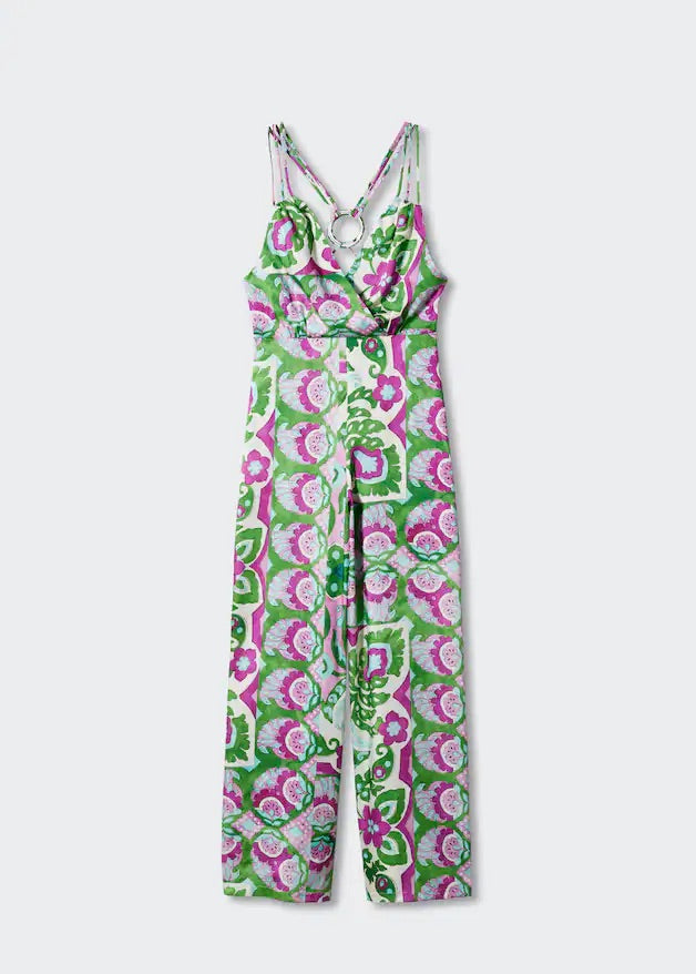 Satin cross-back jumpsuit