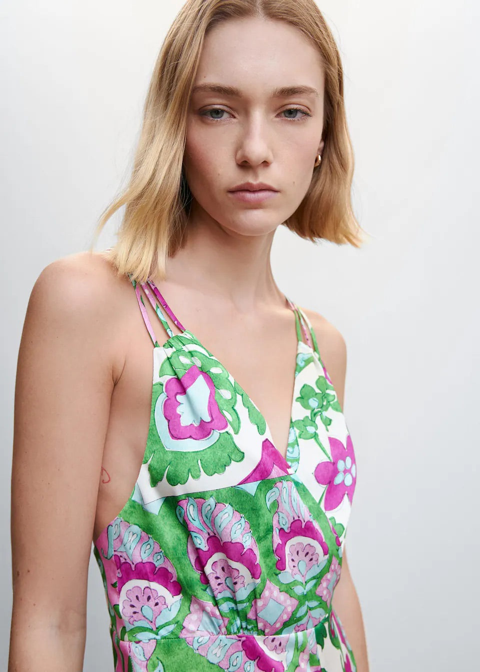 Satin cross-back jumpsuit