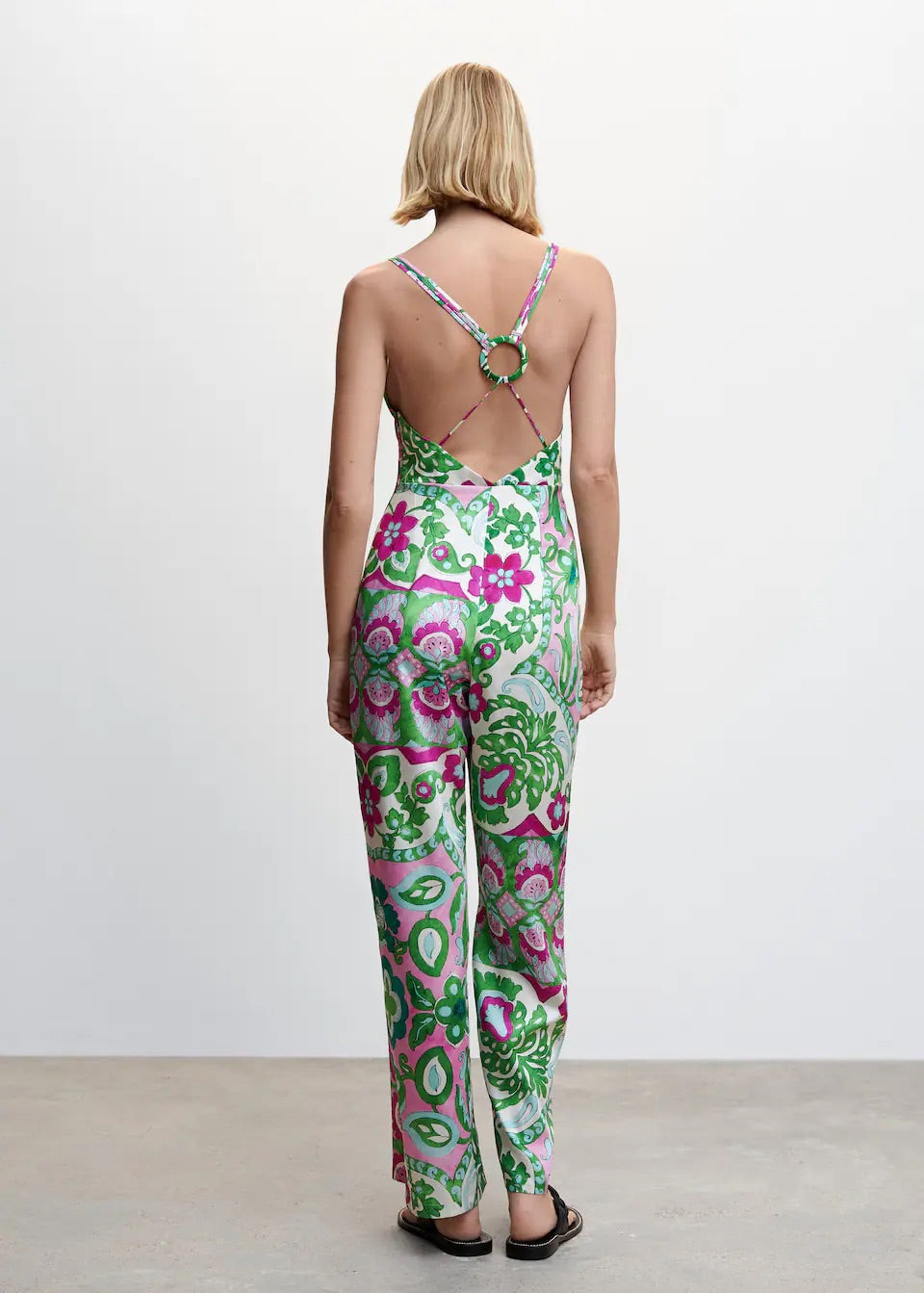 Satin cross-back jumpsuit