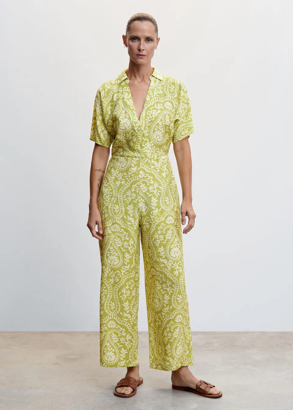 Printed wrap jumpsuit