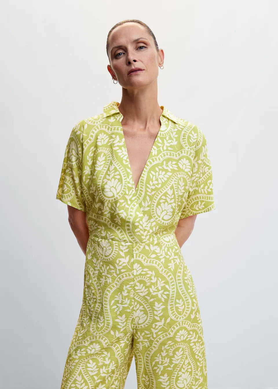 Printed wrap jumpsuit