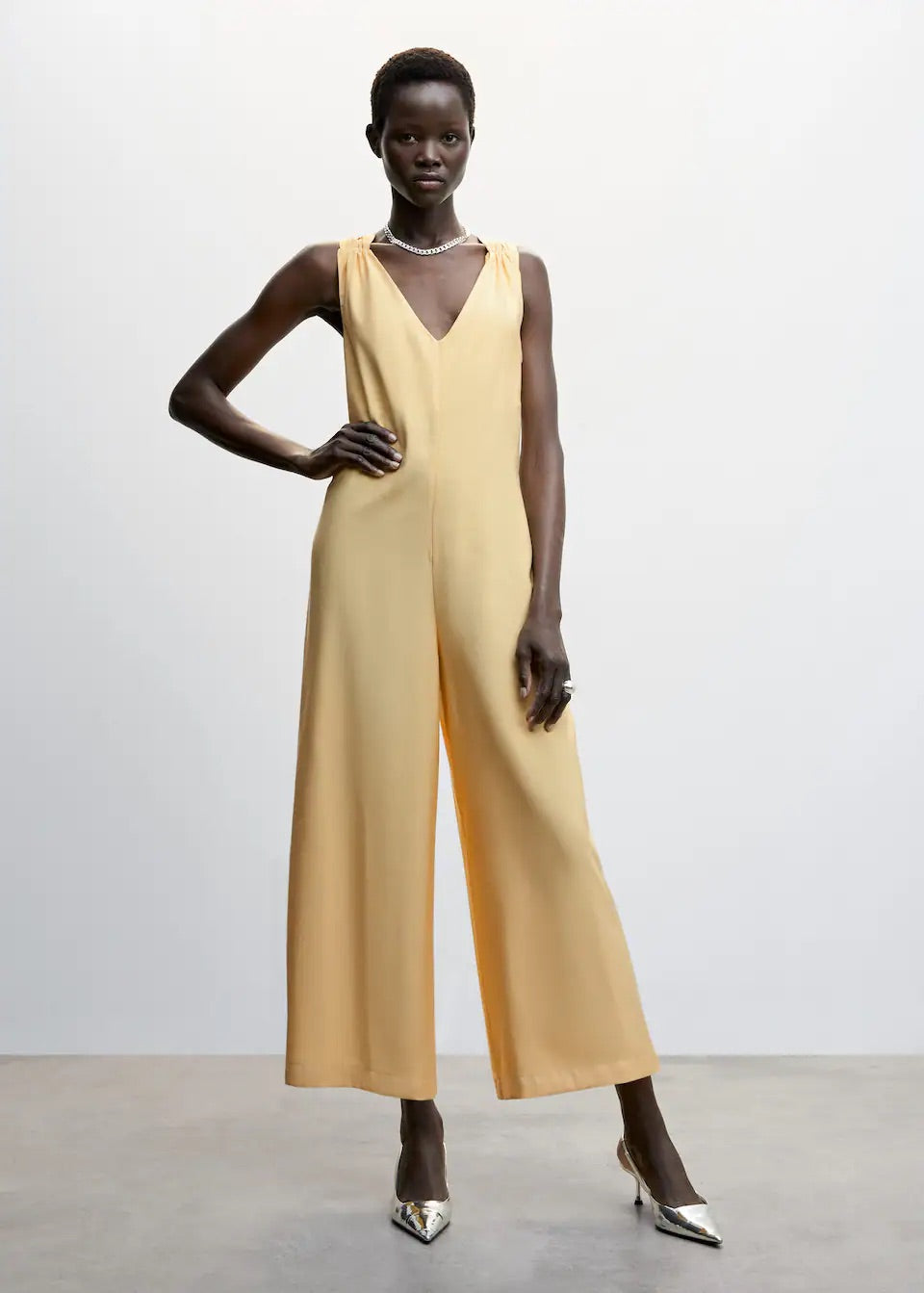 Wrap-back short jumpsuit