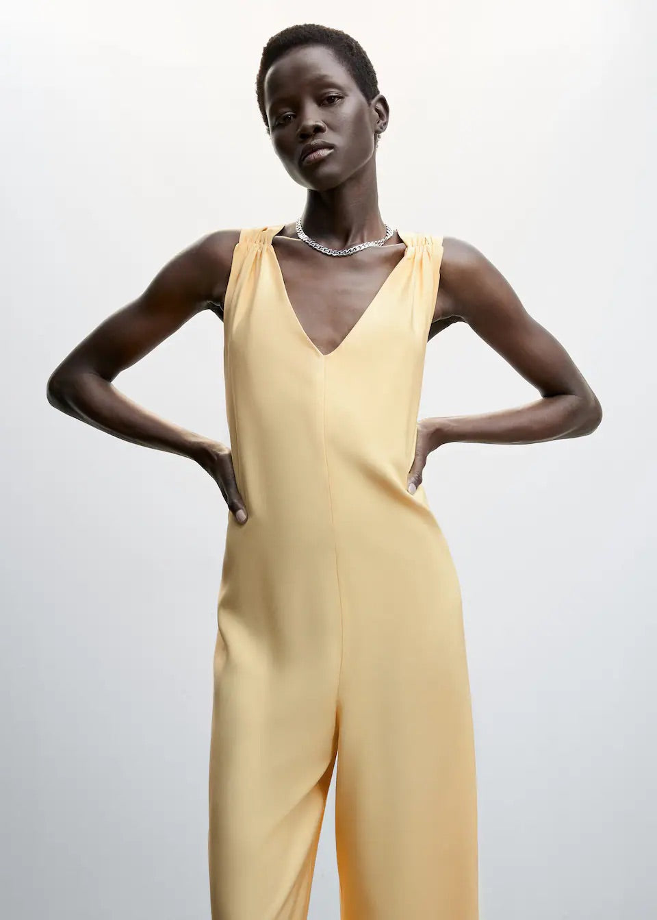 Wrap-back short jumpsuit