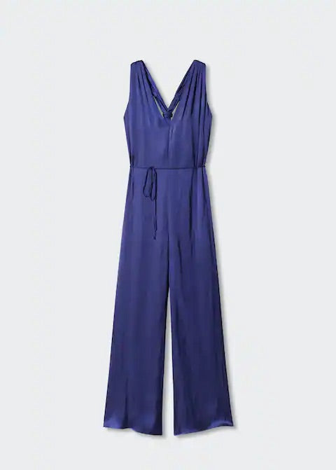 Satin jumpsuit cross back