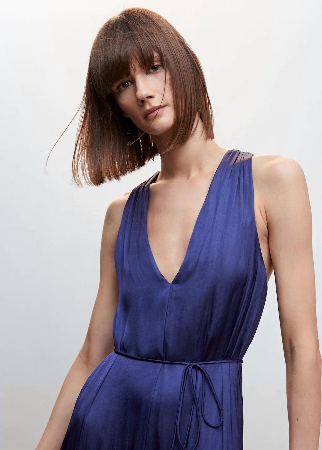 Satin jumpsuit cross back