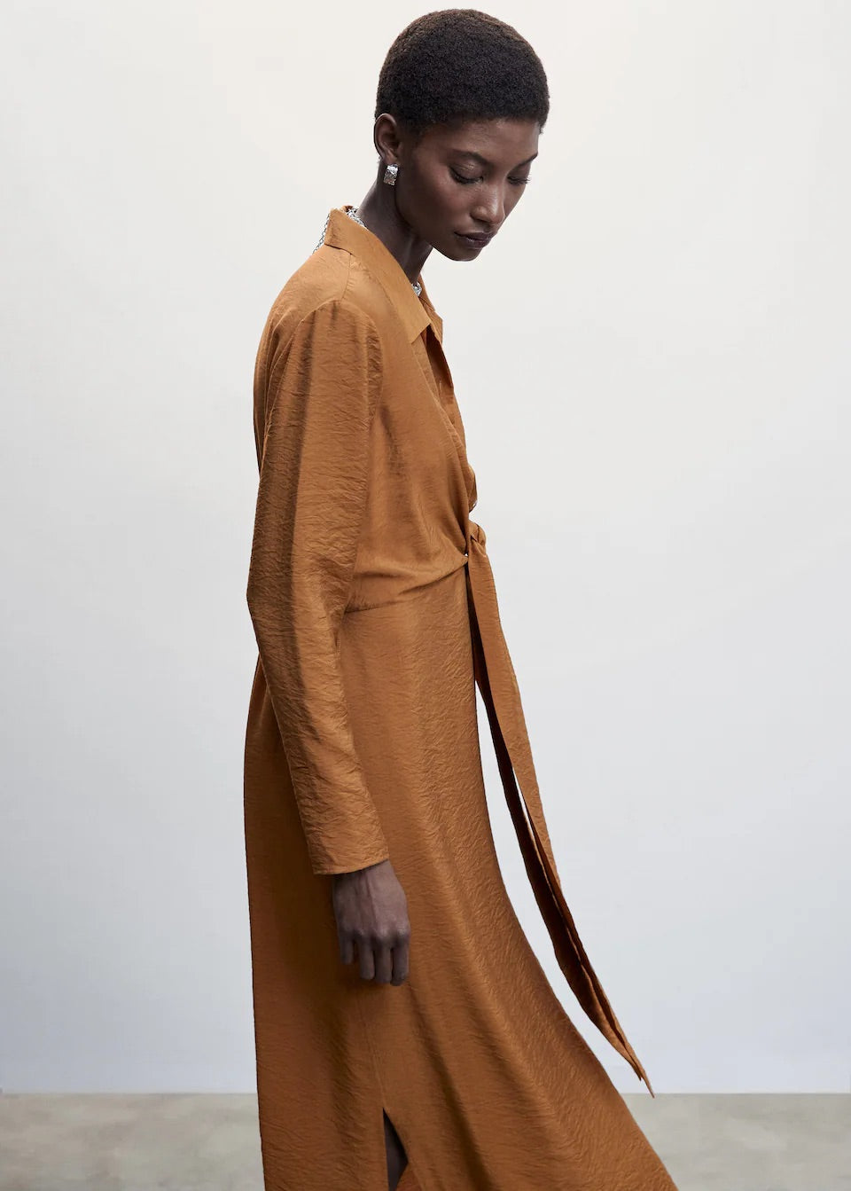 Knot detail shirt dress