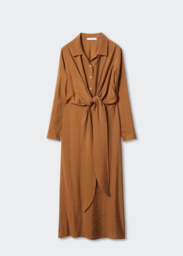 Knot detail shirt dress