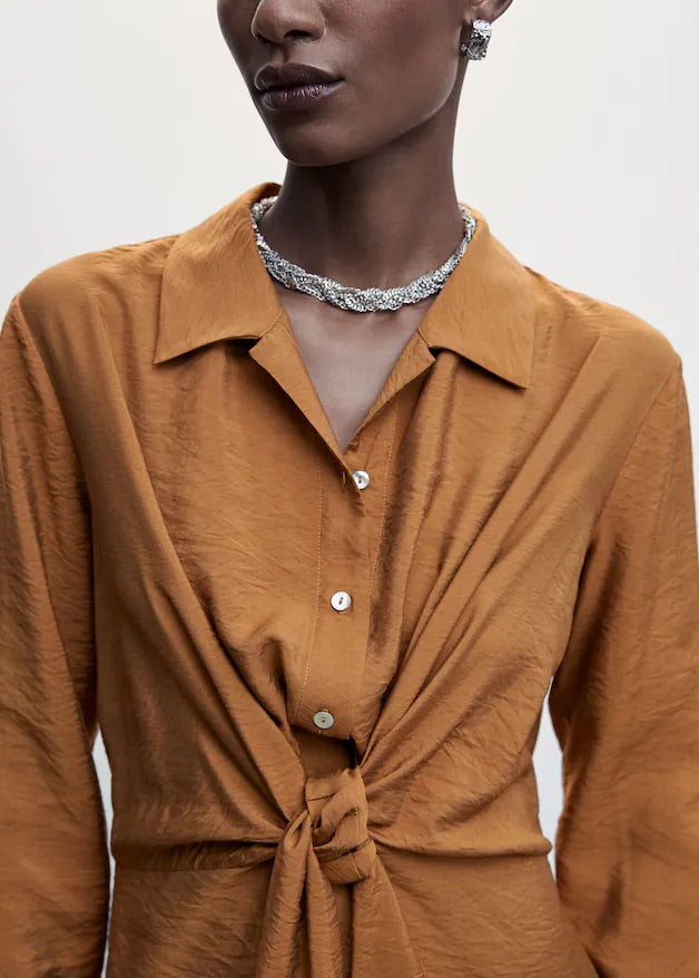 Knot detail shirt dress