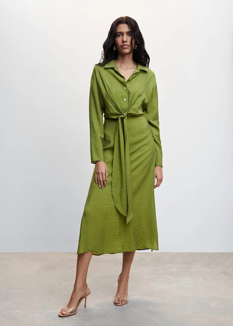 Knot detail shirt dress
