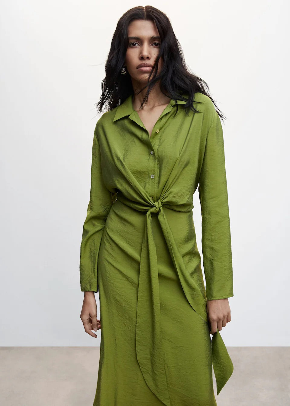 Knot detail shirt dress