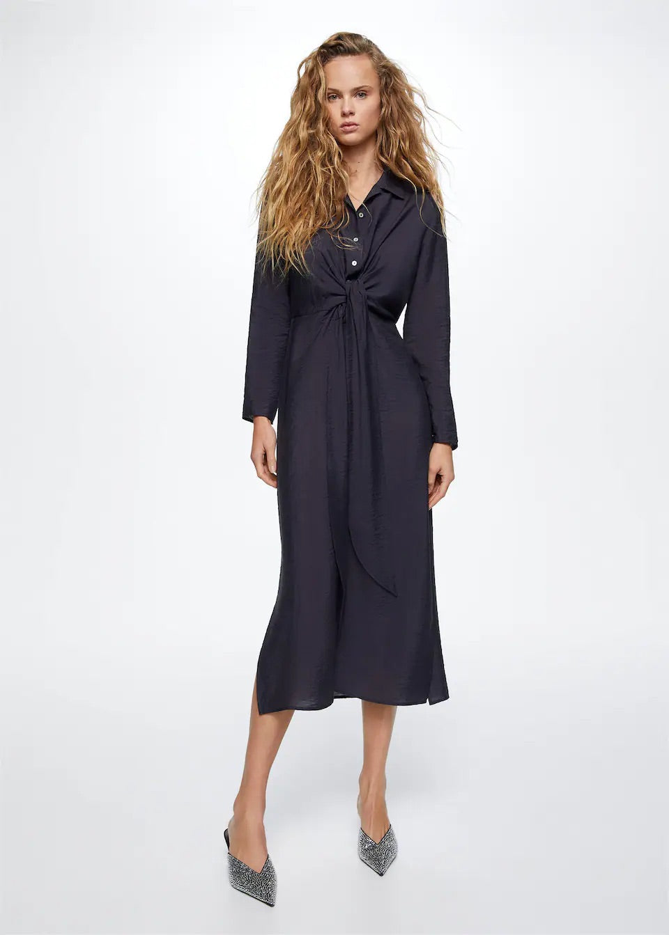 Knot detail shirt dress