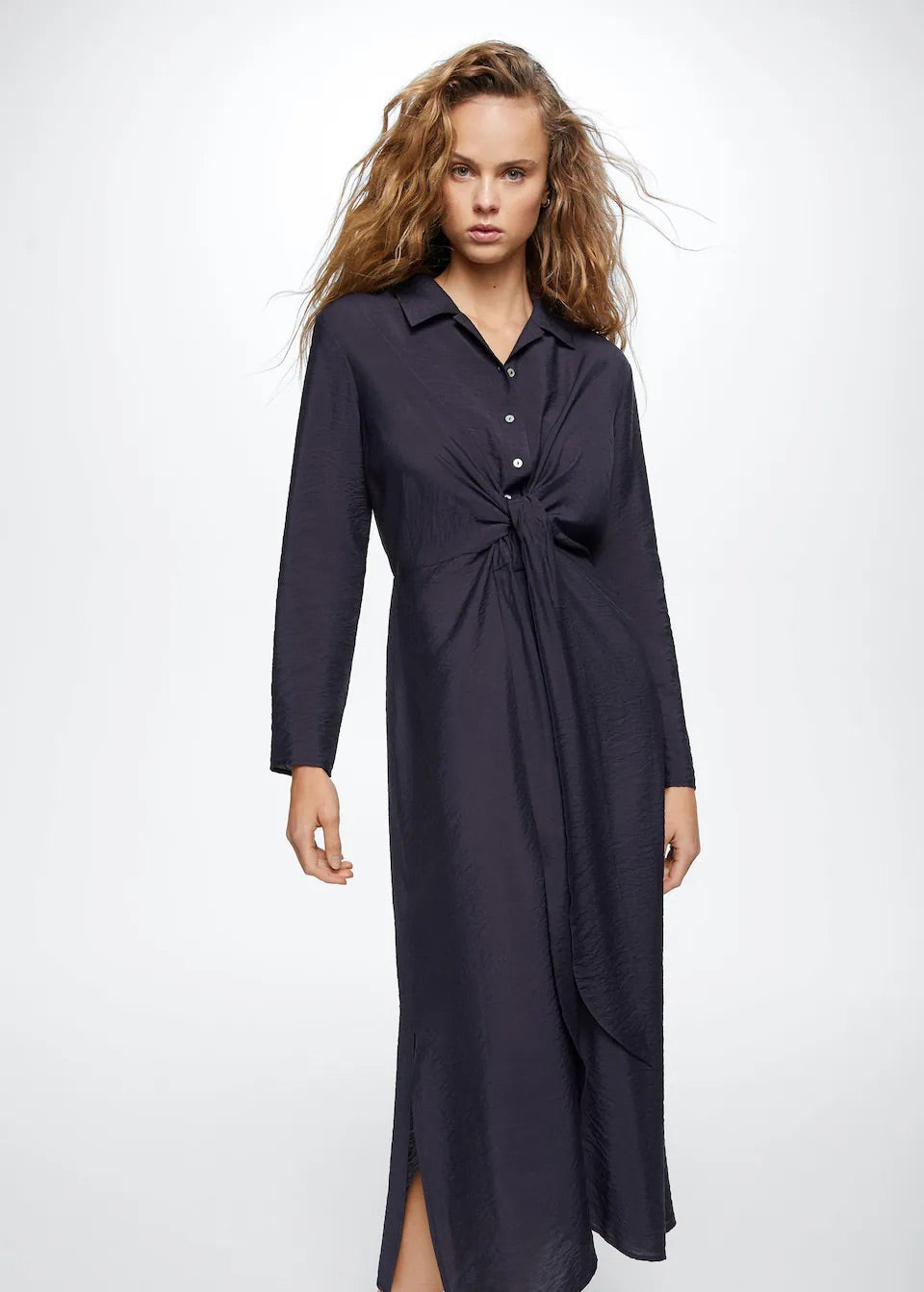 Knot detail shirt dress