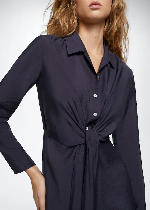 Knot detail shirt dress