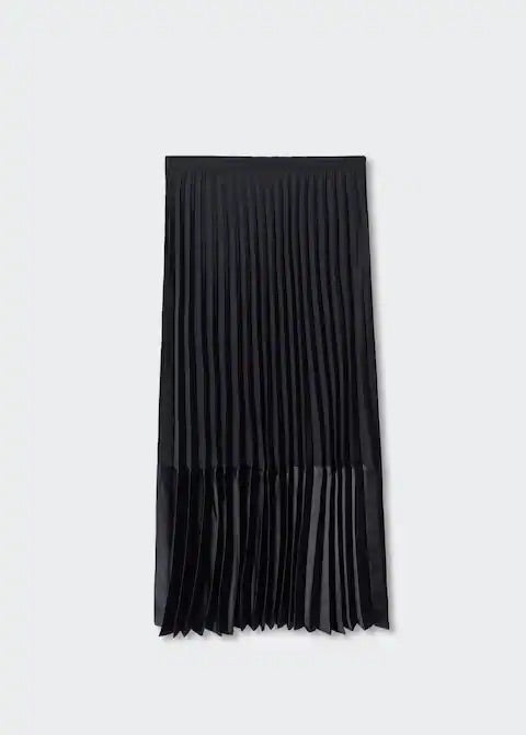 Satin-effect pleated midi-skirt