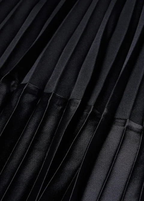Satin-effect pleated midi-skirt