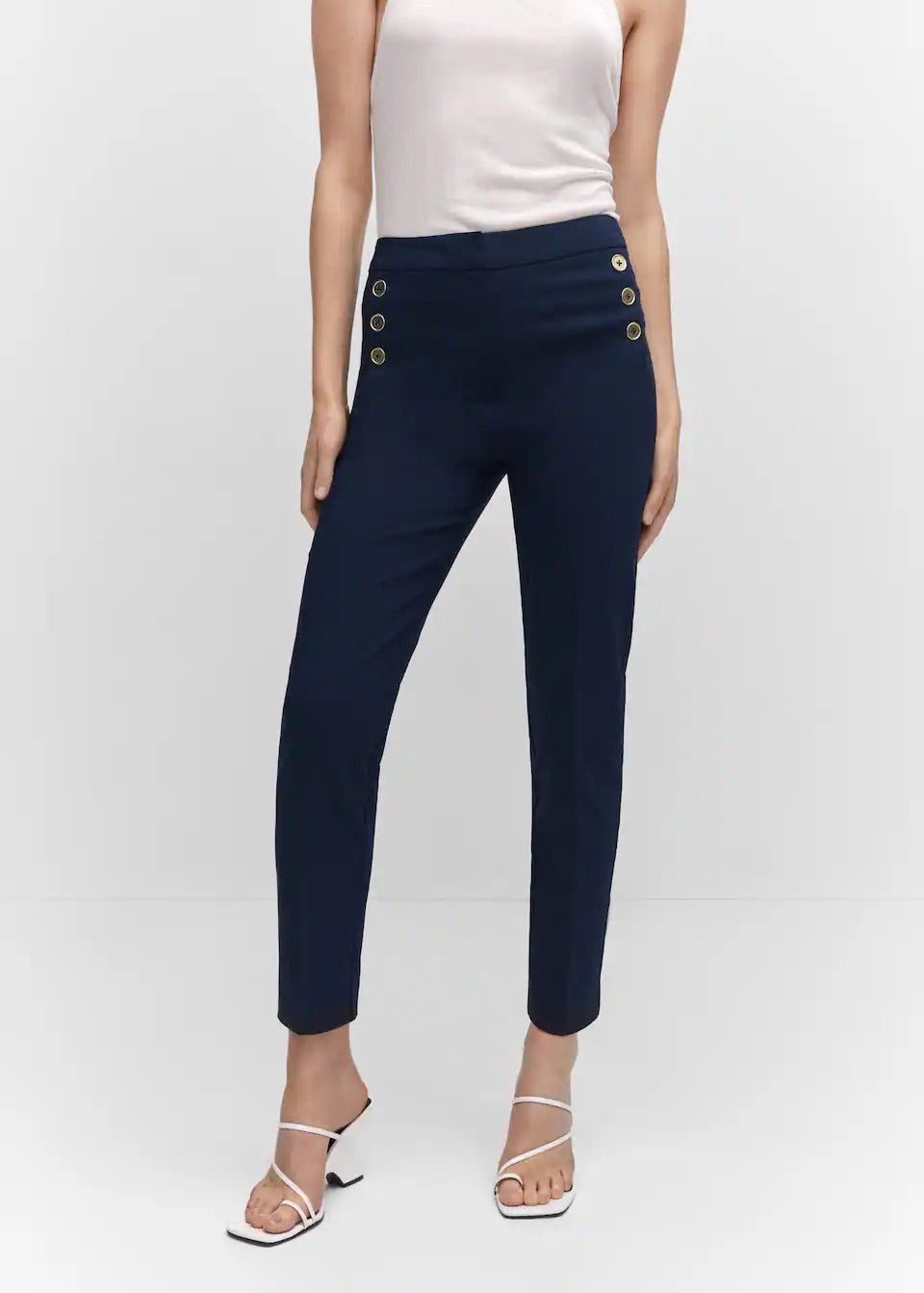 Cropped button trousers