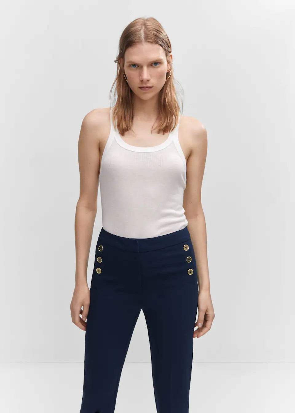 Cropped button trousers
