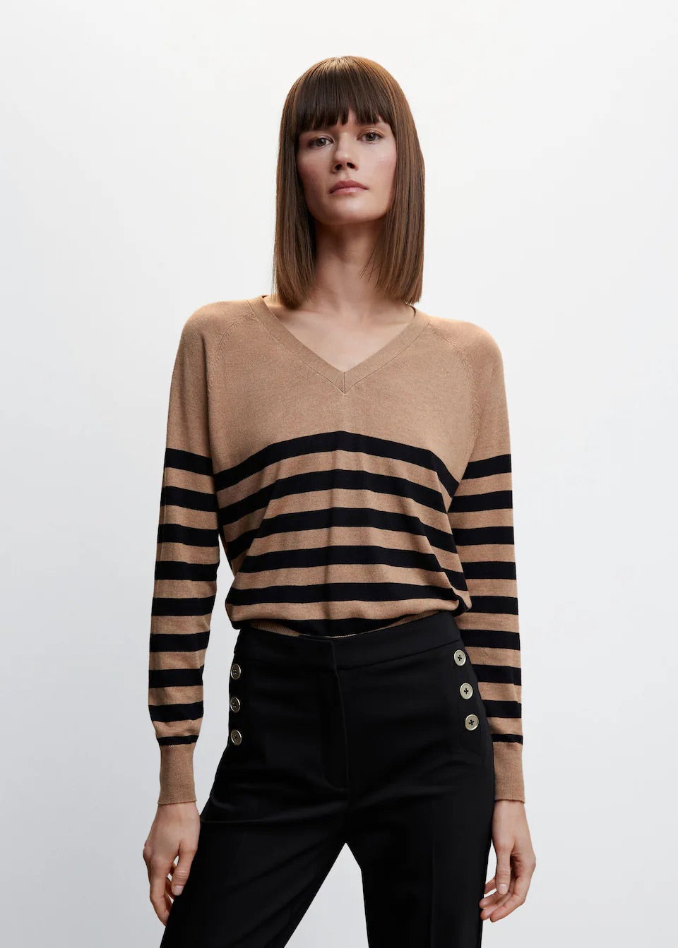 Cropped button trousers
