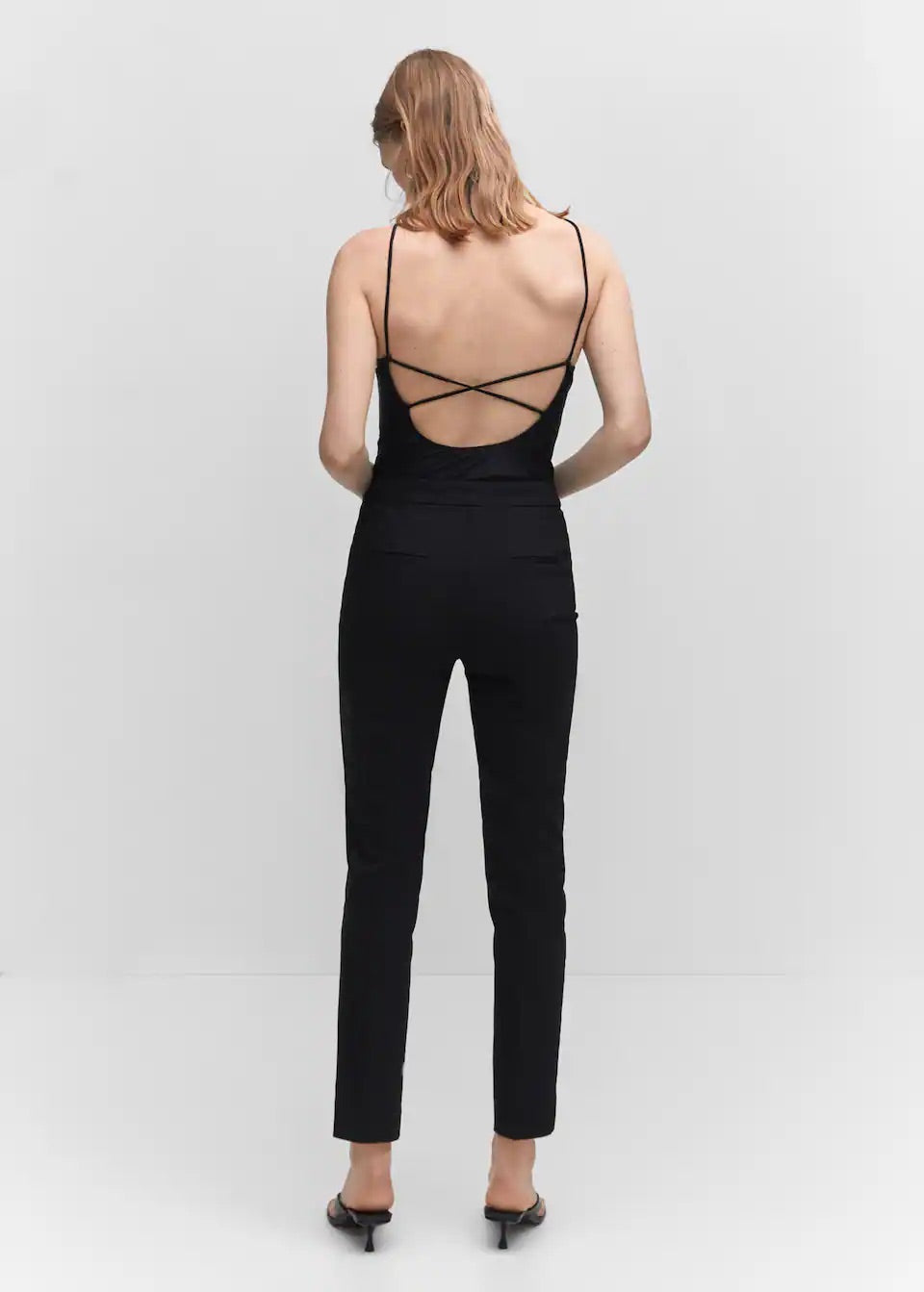 Cropped button trousers