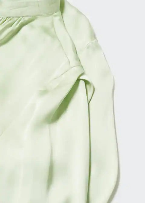 Mandarin-collar satin blouse