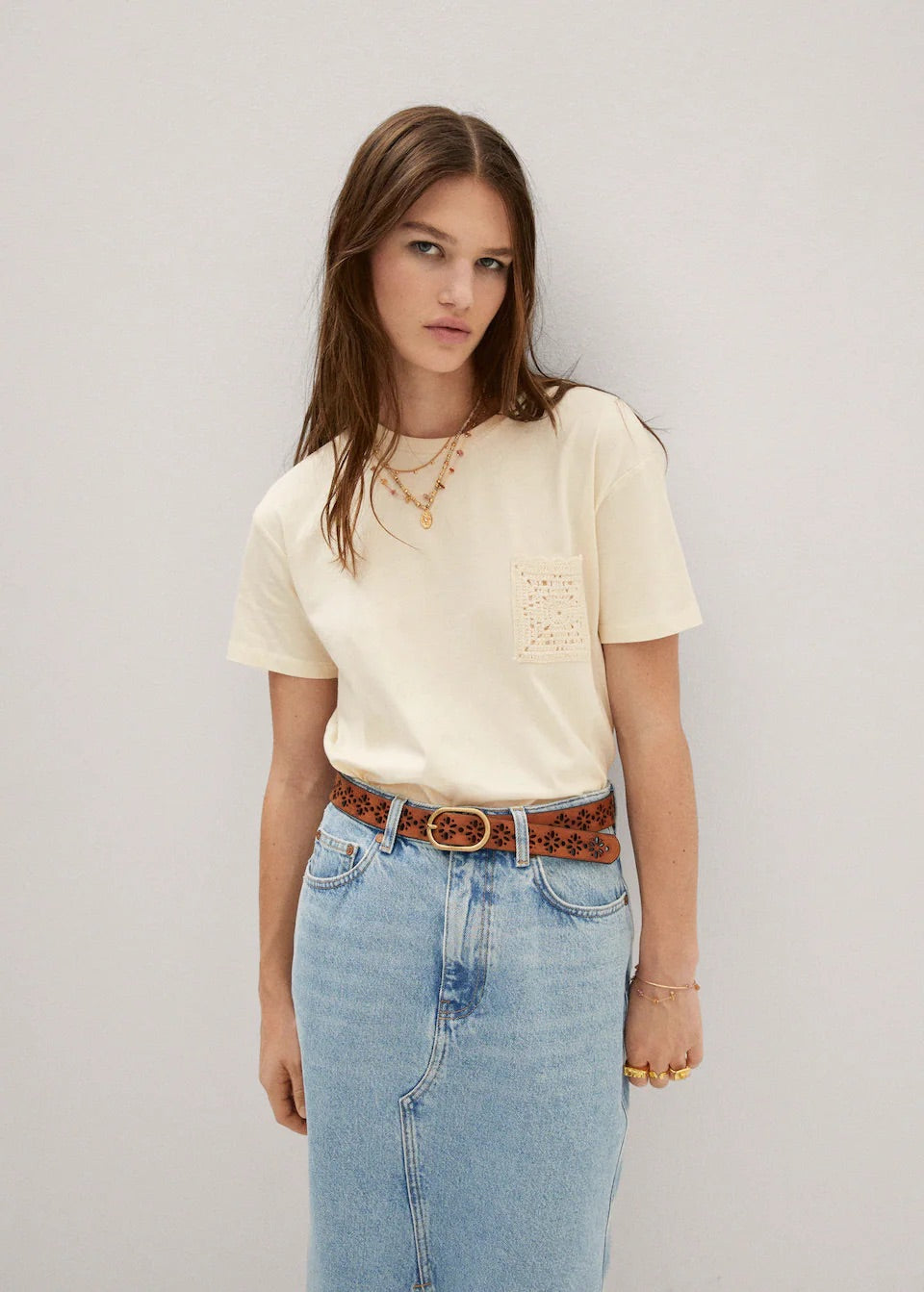 Crochet t-shirt with pocket