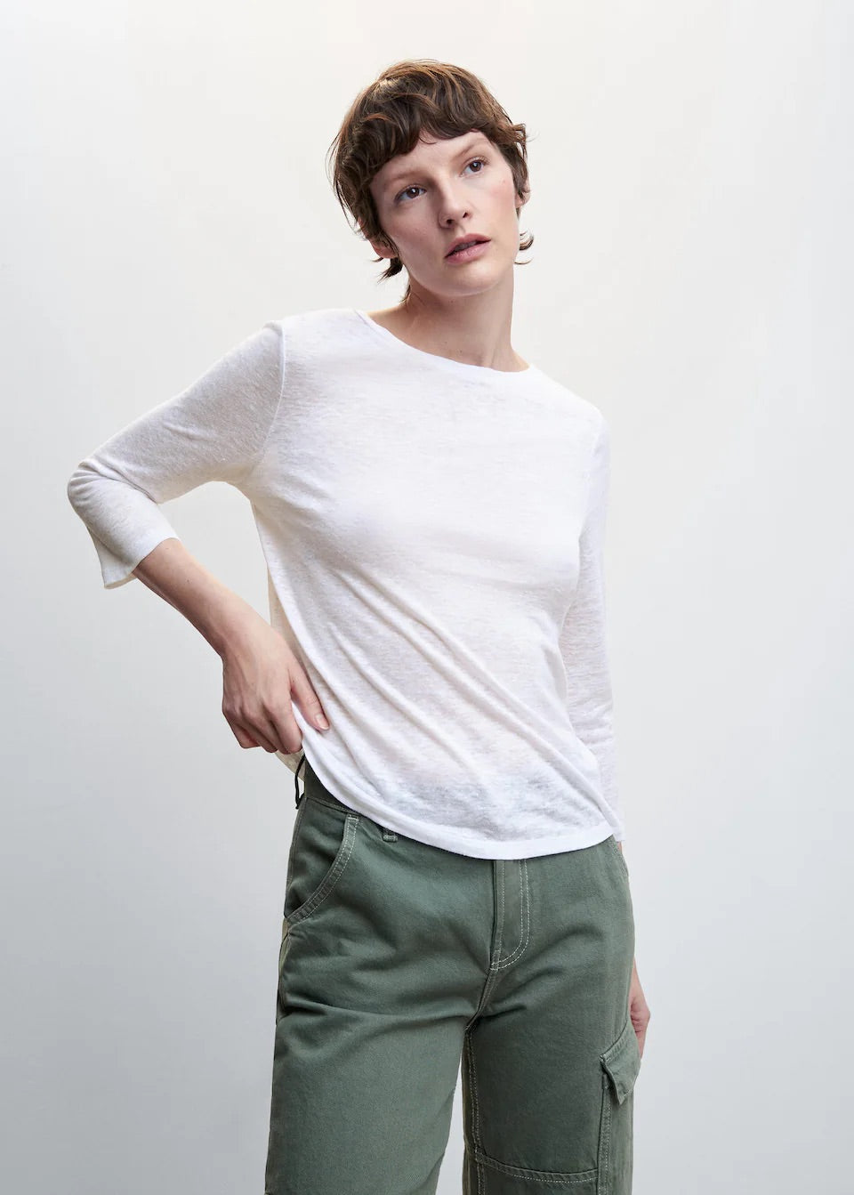 Long-sleeved linen T-shirt