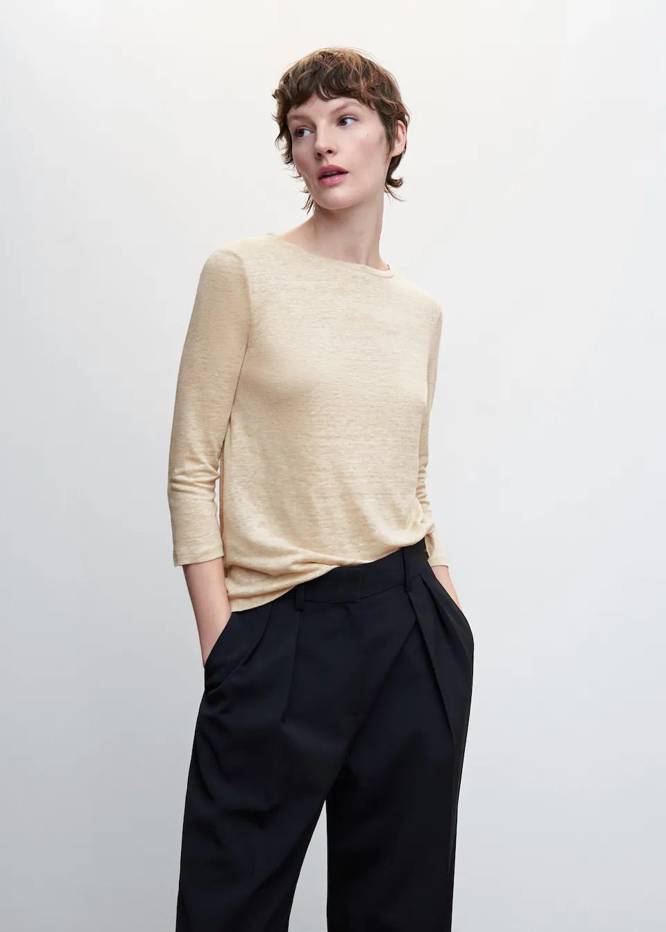 Long-sleeved linen T-shirt