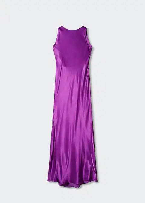 Open-back satin-effect dress