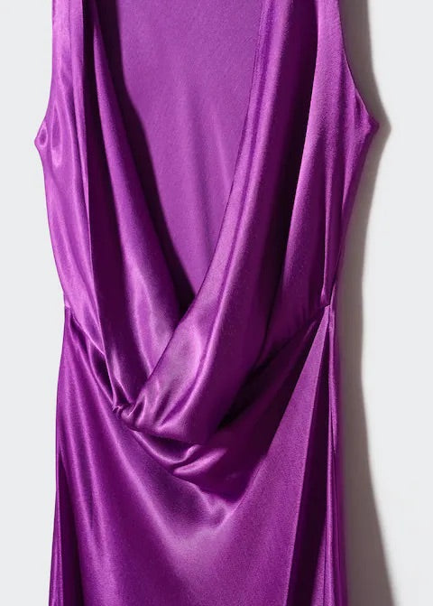 Open-back satin-effect dress