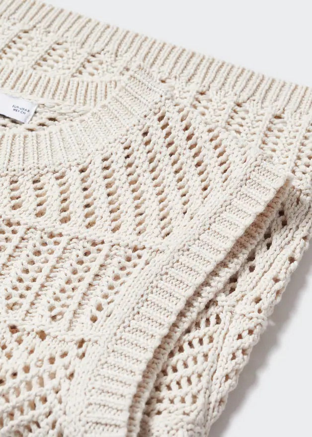 Openwork knit cotton top