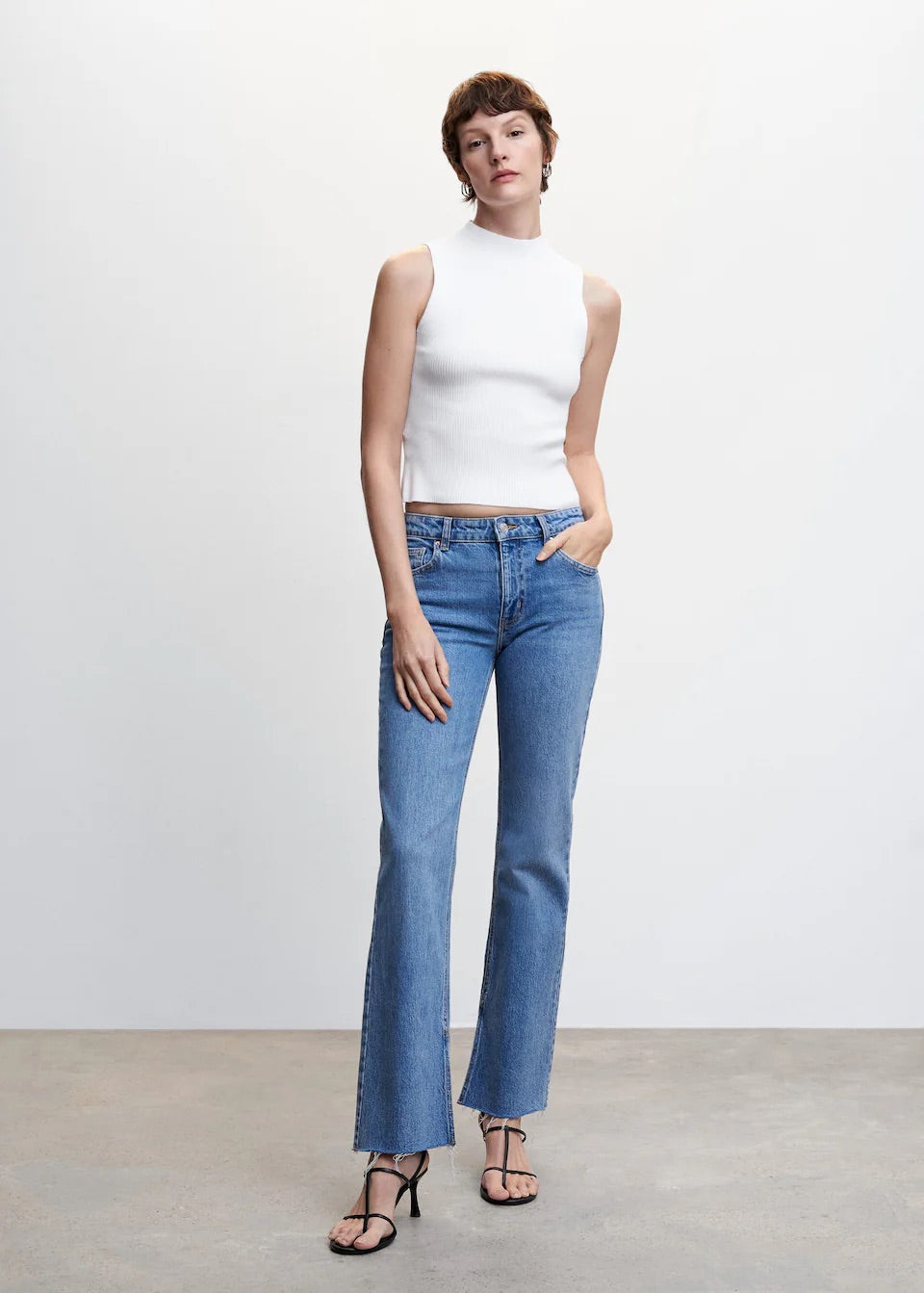 High collar ribbed top