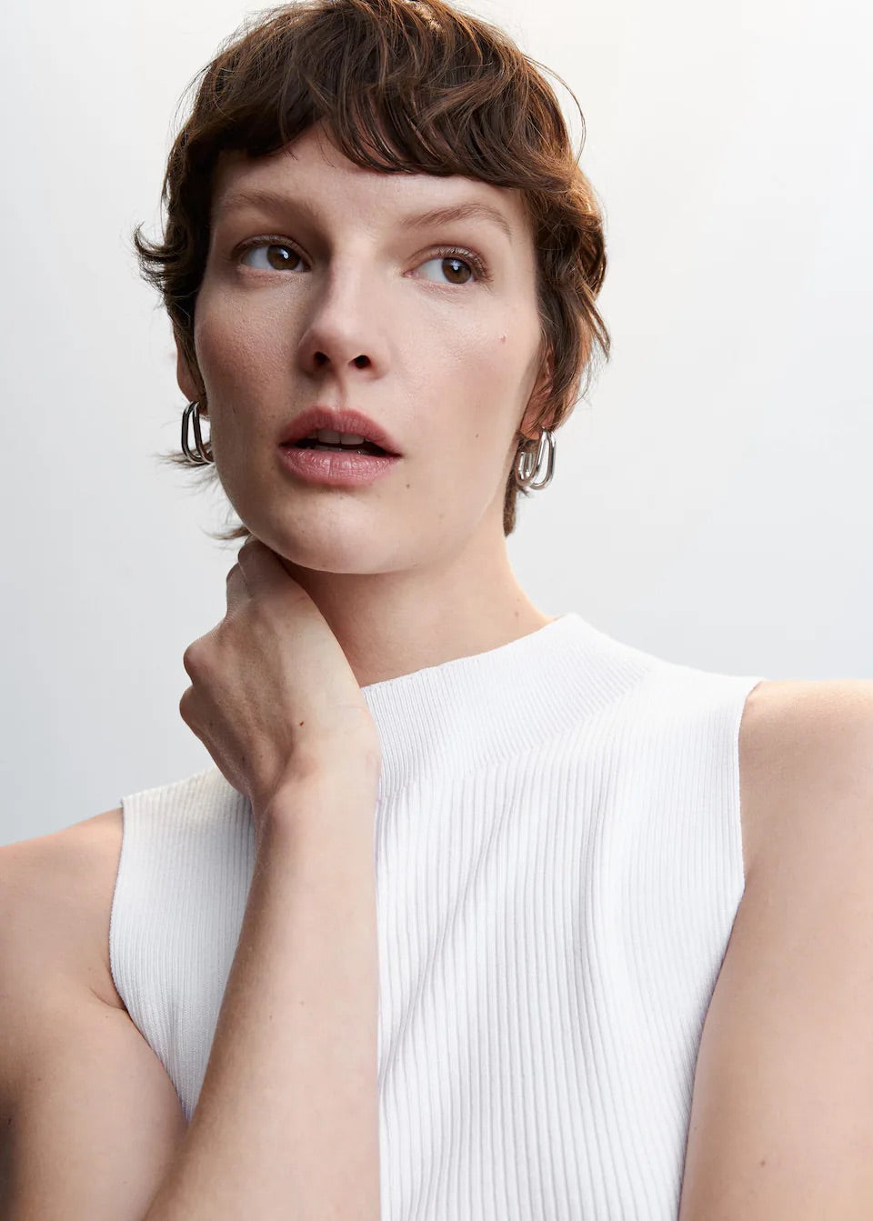 High collar ribbed top