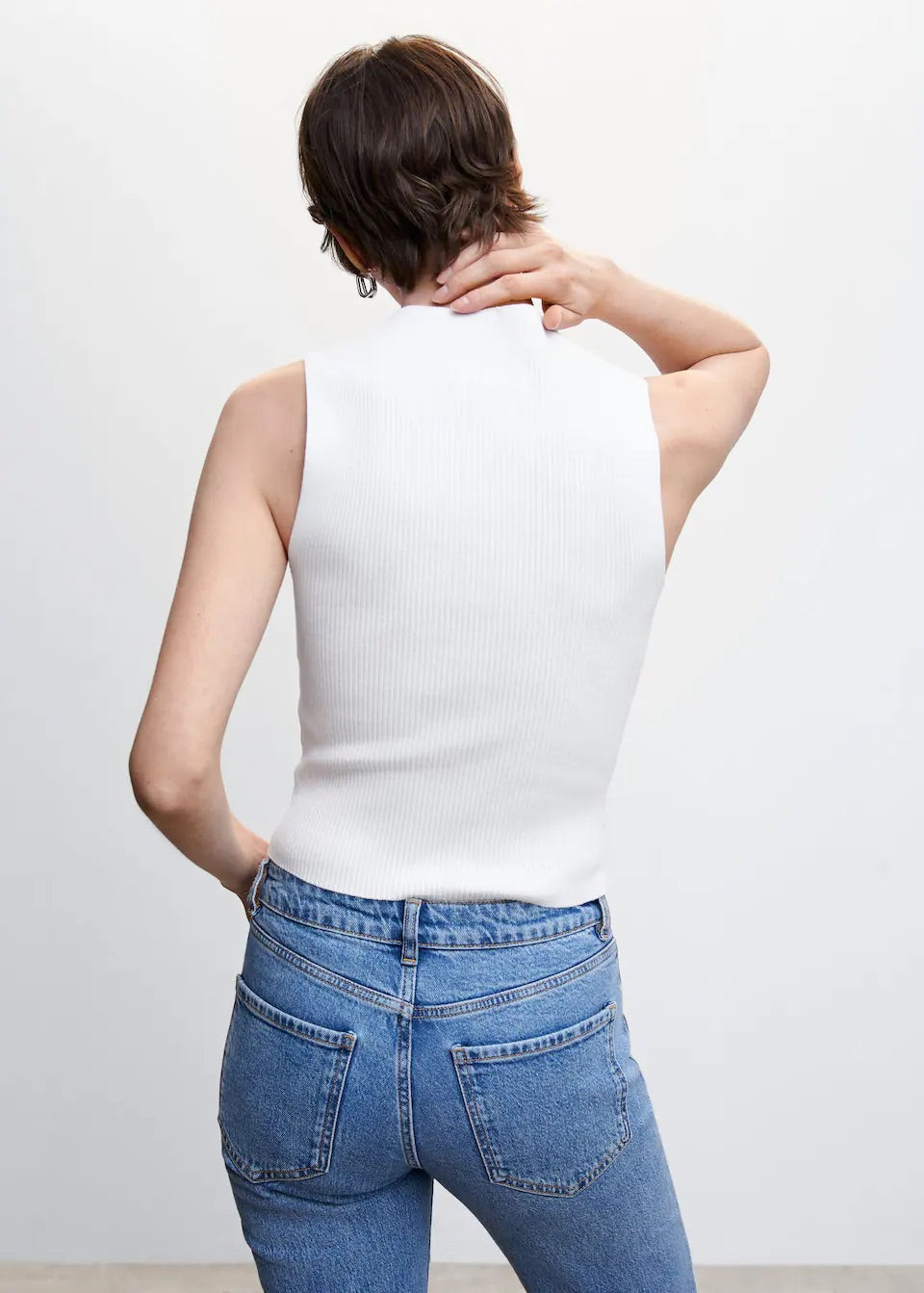 High collar ribbed top