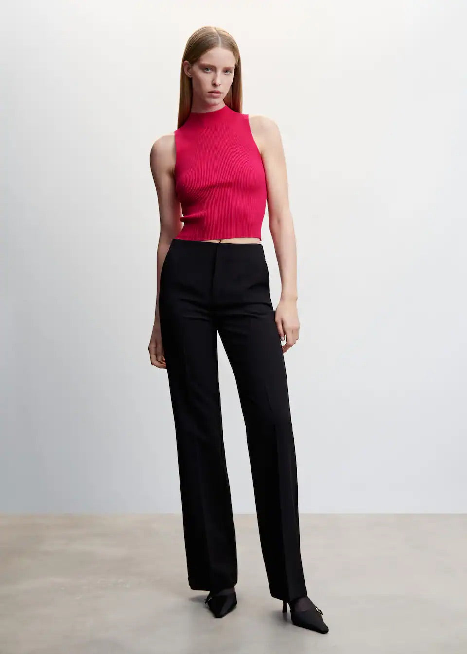 High collar ribbed top