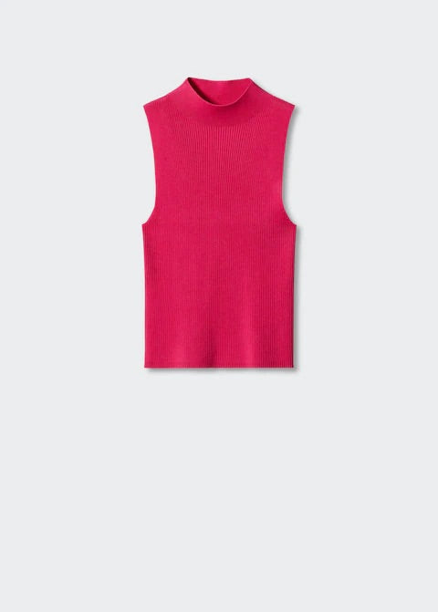 High collar ribbed top