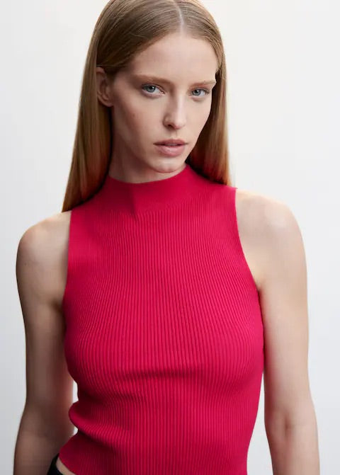 High collar ribbed top