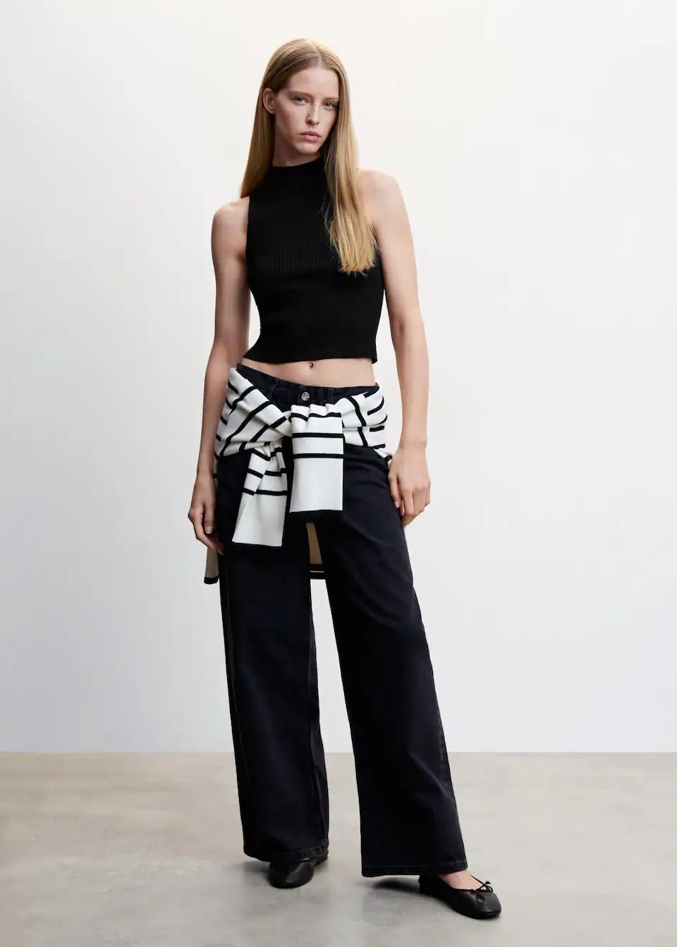 High collar ribbed top