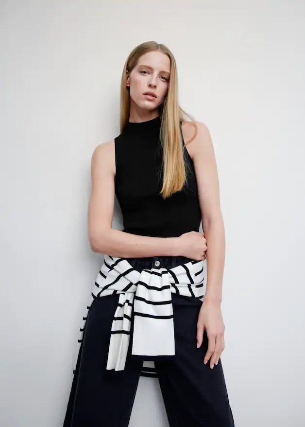 High collar ribbed top