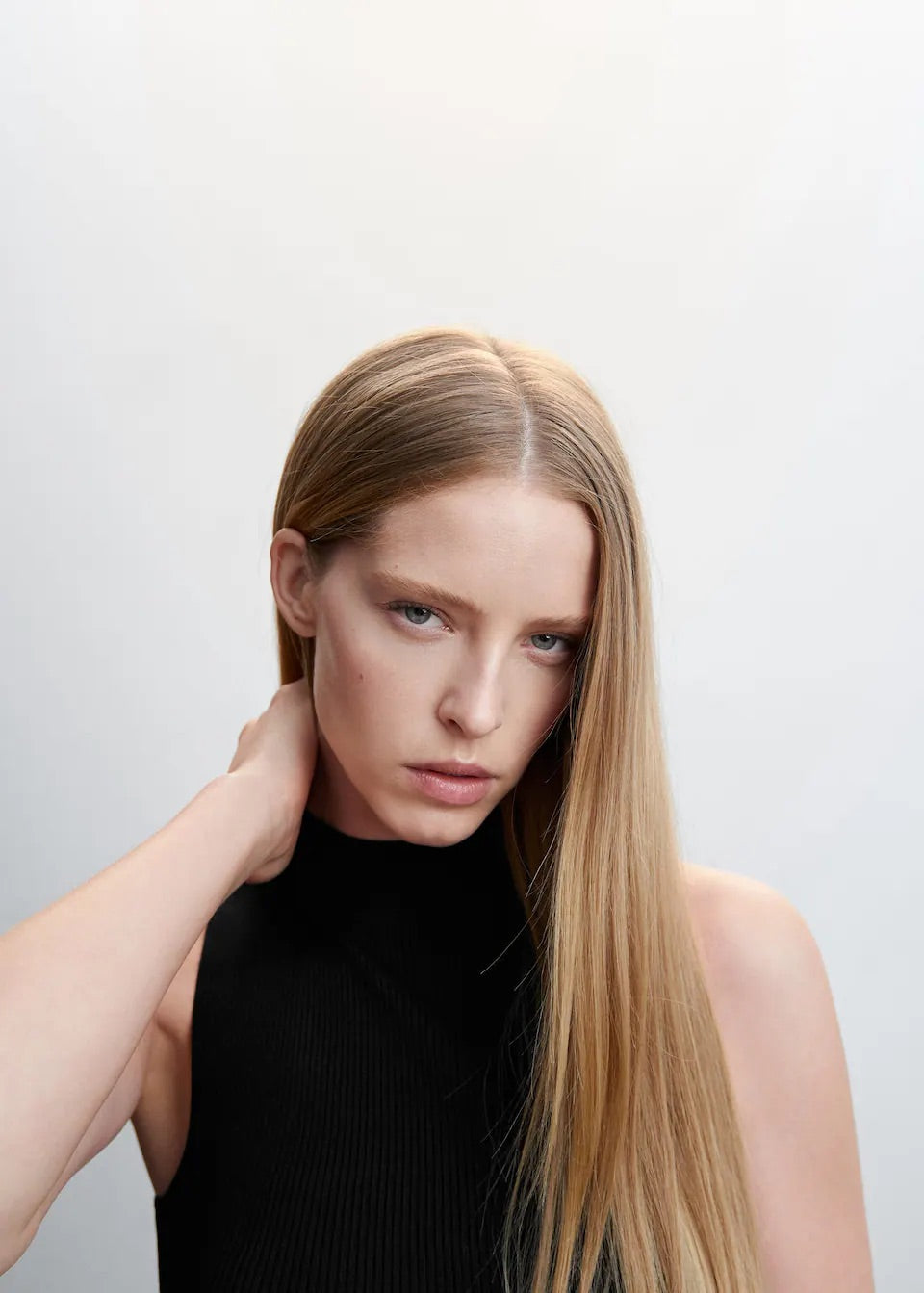 High collar ribbed top